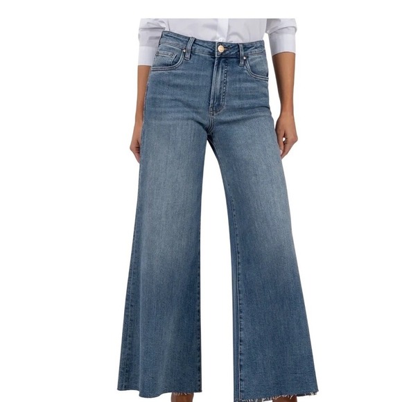Kut from the Kloth Denim - Kut from the Kloth Ryan Fab Ab Super Wide Leg High Rise Jeans Medium Wash 10